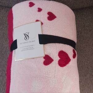 Victoria's Secret Pink Blanket with Red Hearts